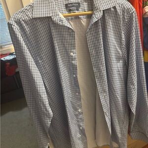Nautica Men's Navy and White Plaid Shirt